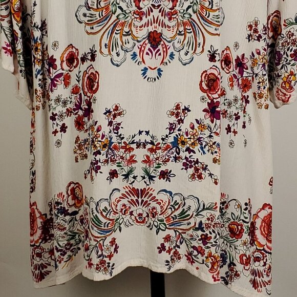 Bila Womens Duster Cardigan M/L Multicolor Floral Boho Kimono Gauze Flowy‎ - Picture 6 of 12